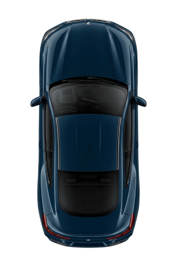 Top view of a yellow taxi cab